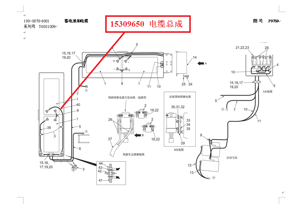 【TEREX】电缆总成15309650TEREX矿车配件TEREX矿车15309650TEREX矿车