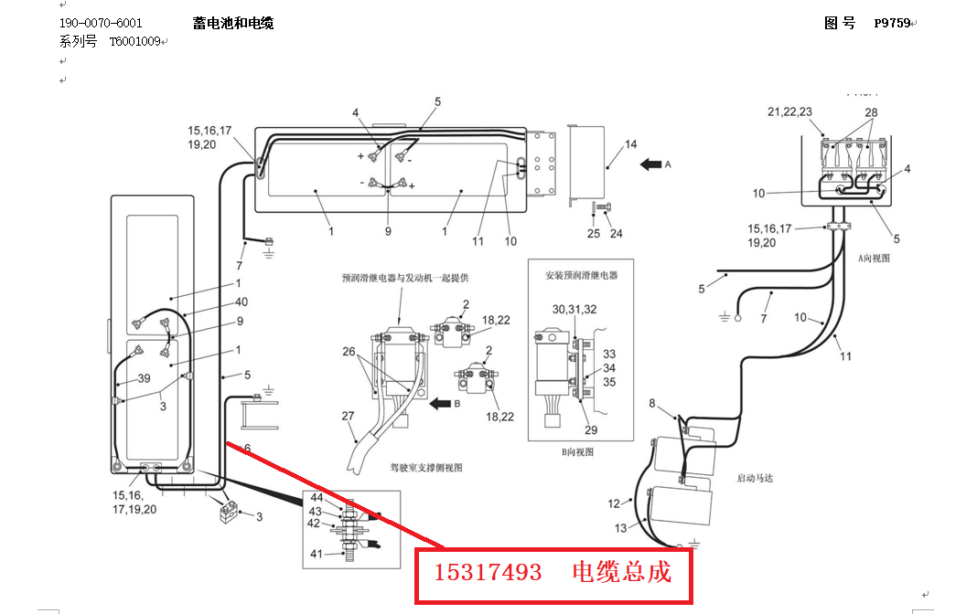 【TEREX】电缆总成15317493TEREX矿车配件TEREX矿车15317493TEREX矿车