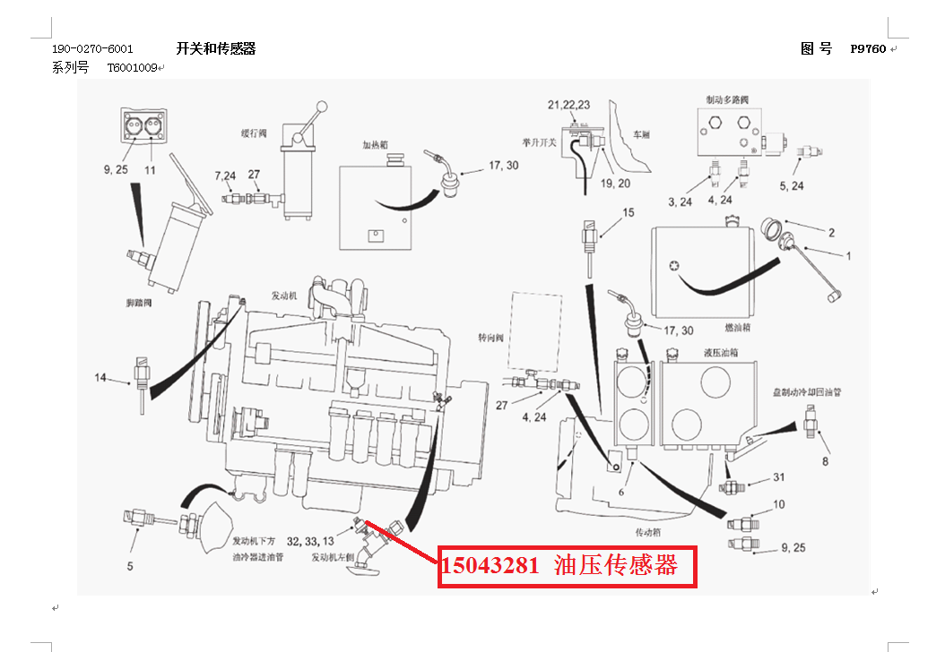 【TEREX】油压传感器15043281TEREX矿车配件TEREX矿车15043281TEREX矿车