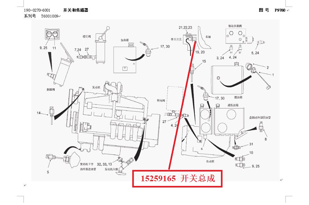 【TEREX】开关总成15259165TEREX矿车配件TEREX矿车15259165TEREX矿车