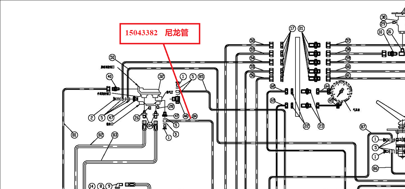 【TEREX】尼龙管15043382TEREX矿车配件TEREX矿车15043382TEREX矿车