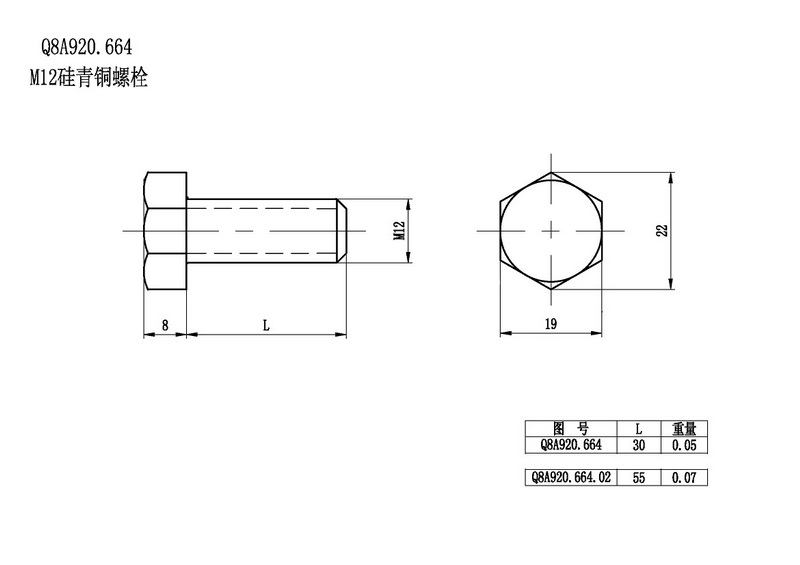 【上海电气发电机】硅青铜六角螺栓M12×55Q8A920.664.02