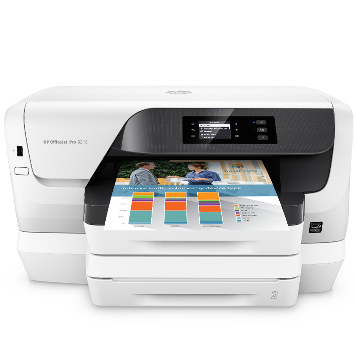 【惠普】喷墨打印机HP OfficeJet Pro 8216 A4幅面，打印颜色：彩色，打印速度：22ppm黑白，18ppm彩色，自动双面，有线网口，无线网络，双纸