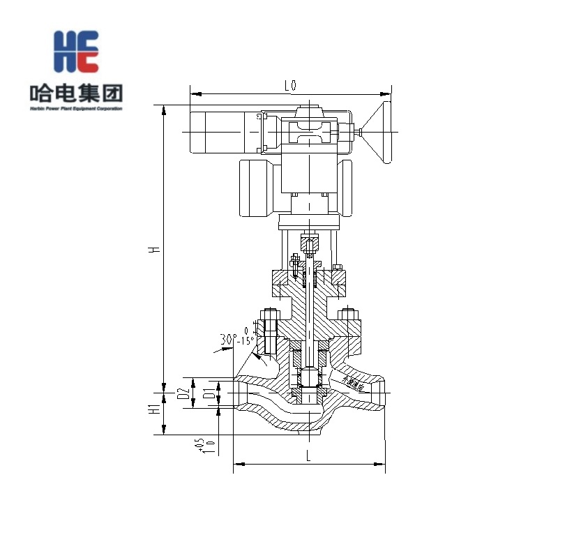【哈电锅炉】减压阀Y945H-100DN=150,PN=100,电动方式,法兰