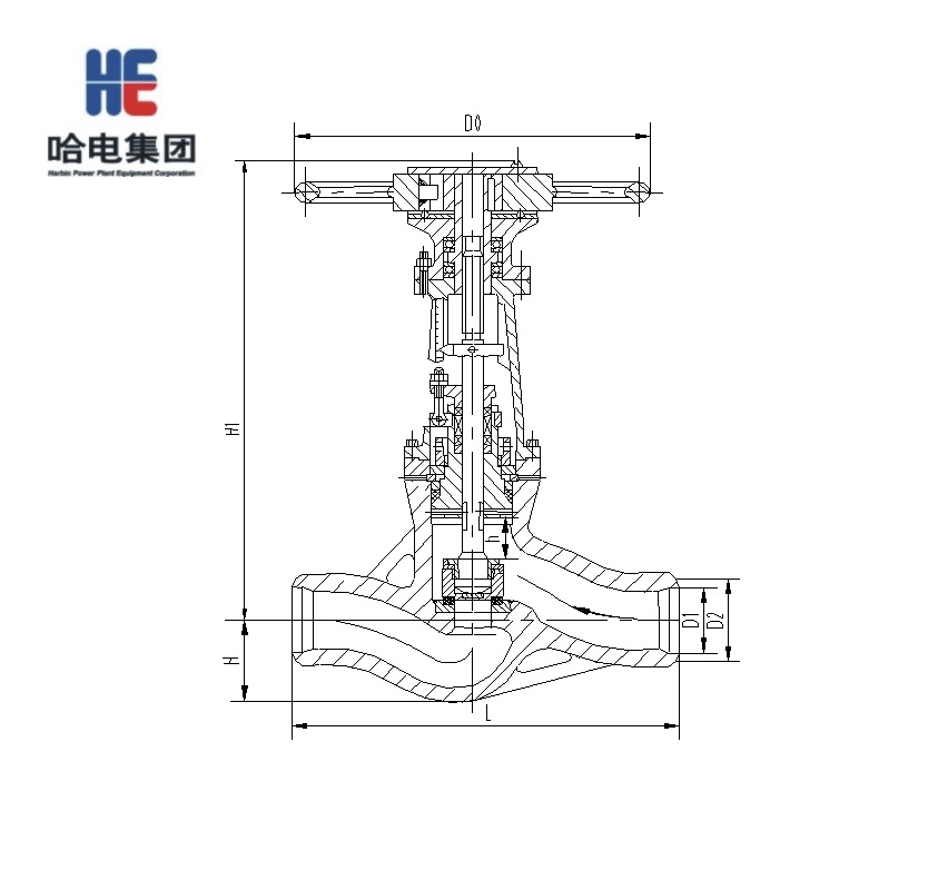 【哈电锅炉】截止阀J61Y-PW54140VDN=80,PN=140,手动方式,焊接G20CrMoV