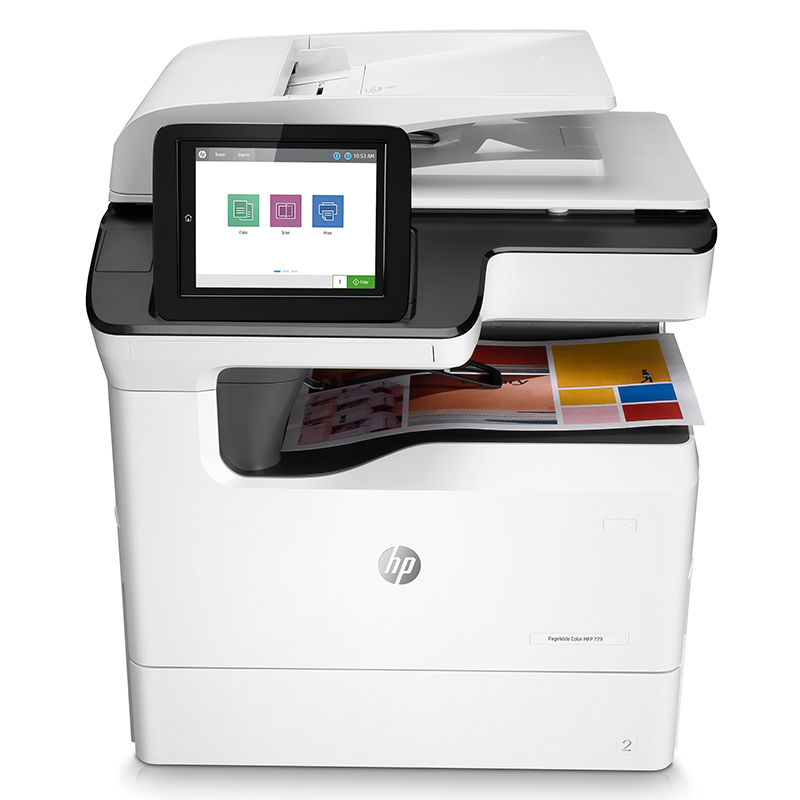 【惠普】复合机 HP PageWide 779dn A3幅面，打印颜色：彩色，打印速度：45ppm，自动双面，有线网口，ADF，3年上门保修