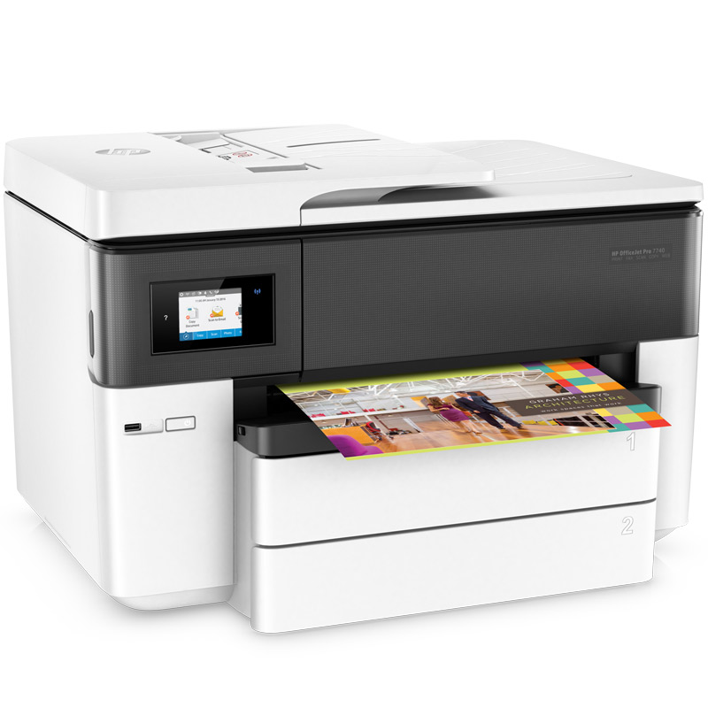 【惠普】打印机 HP OfficeJet Pro 7740 WF AiO  四合一，A3幅面，打印颜色：彩色，打印速度：22ppm黑白，18ppm彩色，手动双面，有线网口，无线网络，一年保修