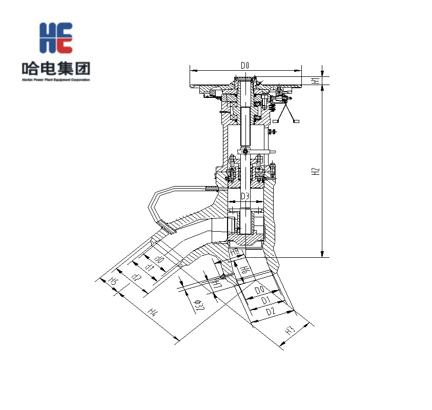 【哈电锅炉】截止阀J67Y-320DN=300*250,PN=320,手动方式,焊接WCB