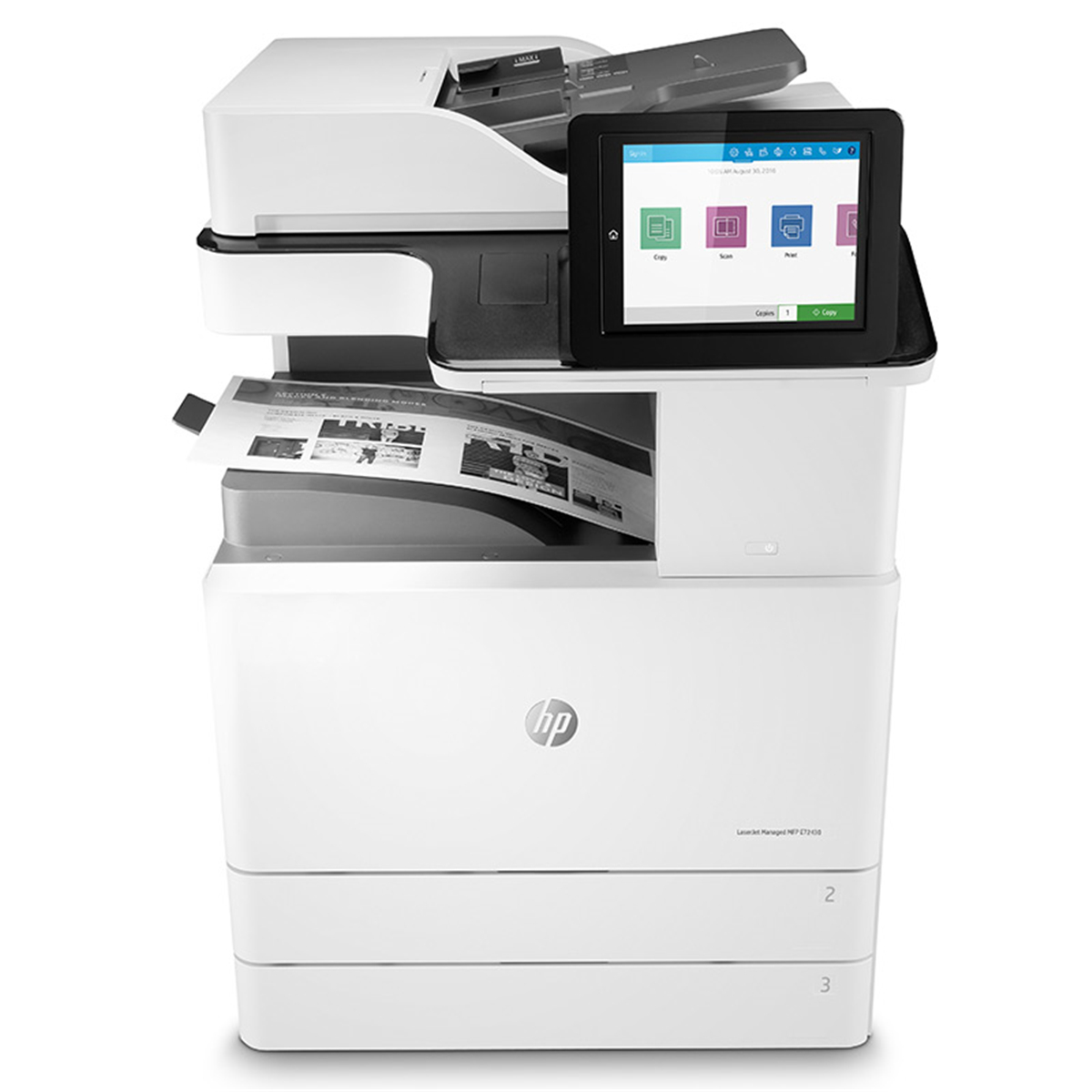 【惠普】复合机 HP LaserJet Managed MFP E72430dn A3幅面，打印颜色：黑白，打印速度：30ppm，自动双面，有线网口，ADF，3年上门保修