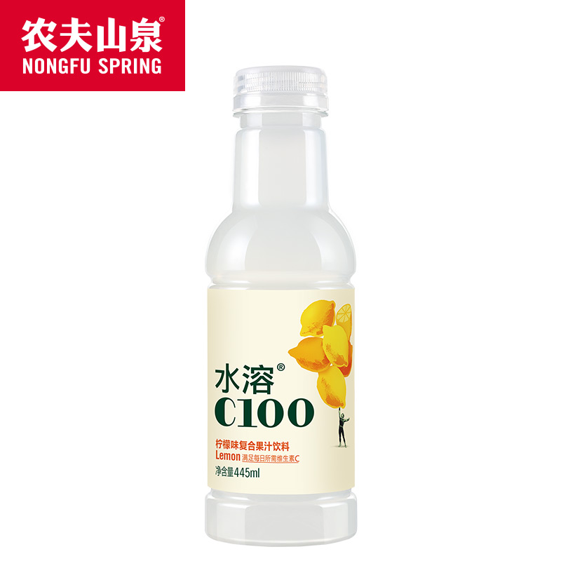 【农夫山泉】水溶C100-柠檬味复合果汁饮料445ml（提示请按最小起订量倍数进行采购，零星下单不发货）