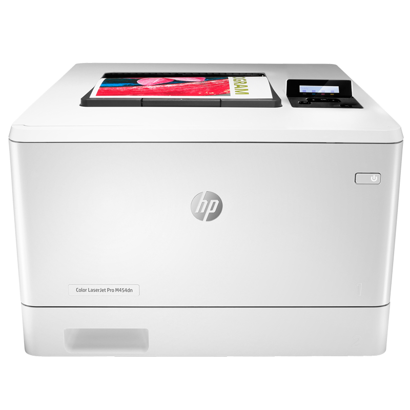 【惠普】激光打印机HP Color LaserJet Pro M454dn A4幅面，打印颜色：彩色，打印速度：27ppm，自动双面，有线网口，一年上门保修
